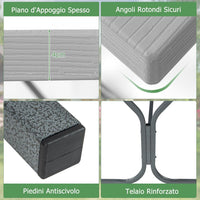 Set Tavolo da Picnic con Panca da 183 cm, Tavolo da Campeggio con 2 Panche per 8 Persone, Foro per Ombrellone, per Giardino, Campeggio, terrazza, Portato Totale 650 kg (Grigio)