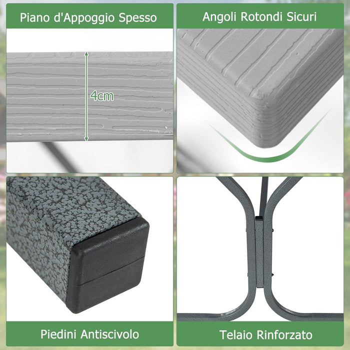 Set Tavolo da Picnic con Panca da 183 cm, Tavolo da Campeggio con 2 Panche per 8 Persone, Foro per Ombrellone, per Giardino, Campeggio, terrazza, Portato Totale 650 kg (Grigio)