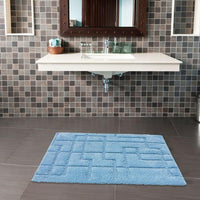 Tappeto Bagno Puro Cotone Morbido 3D Camera Sendiletto Elegante Lavabile Azzurro 55x120 cm