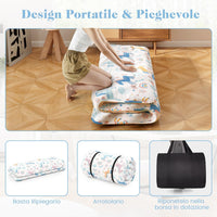 Materasso Futon Pieghevole, Materasso Portatile con Sacca da Trasporto per Camping, Materasso da Terra con Copertura Lavabile (Colorato,200 x 140 cm)