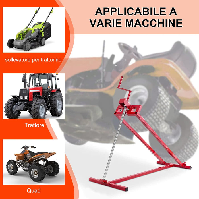 Sollevatore per Rasaerba Sollevamento per Trattore Tagliaerba, Carico Fino a 400 kg (Rosso)