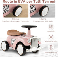 Macchinina Cavalcabile a Spinta per Bambini, Macchinina Giocattolo con Spazio di Archiviazione Ruote e Adesivi, Regalo per Bambini 18-36 Mesi (Rosa)