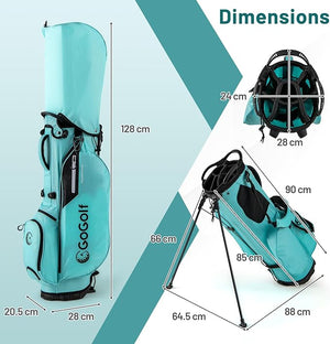 Borsa da Golf con Divisori Superiori a 8 Vie & 5 Tasche con Cerniera, Tracolla Regolabile a Doppia Spalla, Cappuccio Antipioggia e Portombrelli, Sacca da Golf per Donna e Uomo
