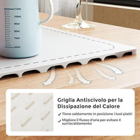 Tappetino Riscaldante per Alimenti, Scaldavivande Elettrico Arrotolabile in Silicone, con Tempo e Temperature Regolabili, Cinturino Autobloccante, per Scongelamento (60 x 38cm,Bianco)