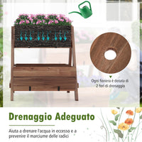 Letto da Giardino Rialzato Verticale con 3 Fioriere in Legno e Fori di Drenaggio, Fioriera a Scala per Frutta, Verdura e Fiore, Aiuola per Interno ed Esterno, 66 x 73 x 73 cm