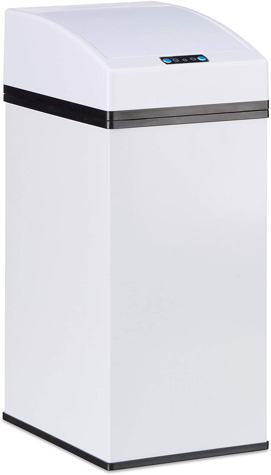 Pattumiera automatica da cucina design sensore coperchio secchio interno 7 litri bianco 13_0002322