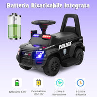 Auto Elettrica per Bambini, Auto della Polizia Giocattolo con Clacson Luce di Avvertimento e Suono della Sirena, Velocità 3 km/h, per Bambini 18-60 Mesi (Nero)