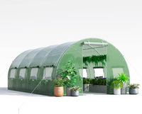 Serra da Giardino 600 x 300 x 200 cm, Serra Tunnel per Orto e Piante con Copertura Resistente, Struttura Robusta in Acciaio Zincato, 10 Finestre Avvolgibili e 2 Porte con Cerniera