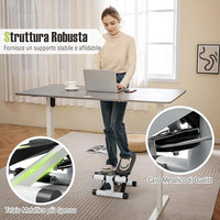 Mini Stepper per Esercizio a Casa, Stepper Idraulico con Fasce di Resistenza, Altezza Regolabile e Pedali Antiscivolo, Dispositivo per Allenamento Completo del Corpo