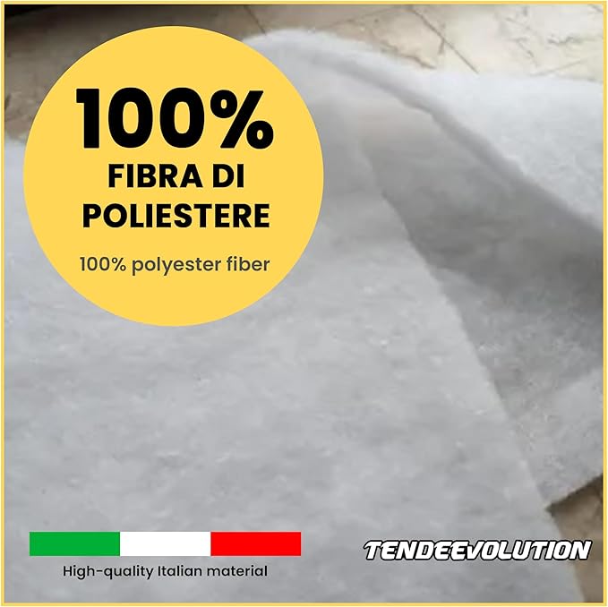 Ovatta Sintetica Resinato 200g al Metro - Altezza 1,5m, Spessore 2cm - Ideale per Imbottitura, Trapunte, Riempimento Tessuto e Pupazzi