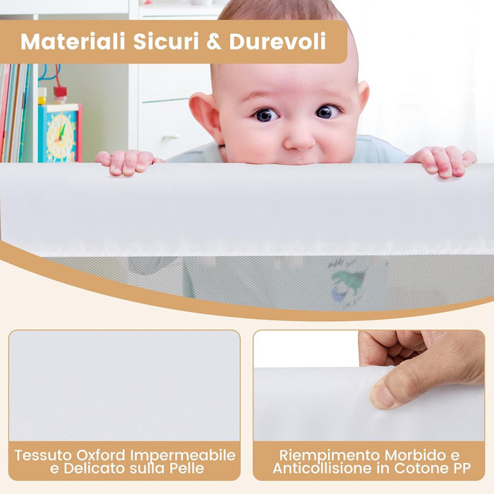 Sponda Letto per Bambini 105/120/150 cm, Barriera di Sicurezza per Neonati, Barriera Letto Pieghevole e Portatile, con Cinghia di Sicurezza (Bianco, 152 x 34 x 42 cm)