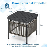 Tavolino da Giardino con Foro per Ombrellone 4 cm, Tavolino da Patio per Veranda, con Gambe in Metallo, Portata 50 kg