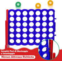 Forza 4 gigante, Set forza 4 per bambini e adulti, Con canestro e gioco di lancio, Perfetto per feste di compleanno e vacanze (Rosso)