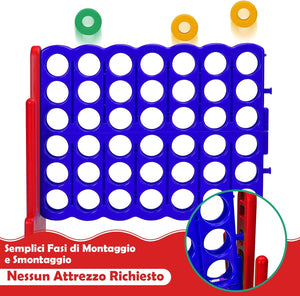 Forza 4 gigante, Set forza 4 per bambini e adulti, Con canestro e gioco di lancio, Perfetto per feste di compleanno e vacanze (Rosso)