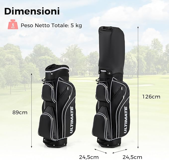 Set Completo di Mazze da Golf da Dona, Include Driver 460CC 1, Fairway 3, Ibrido 4, Ferri 6, 7, 8, 9 e P, Putter, 3 Copri Mazzetta e 1 Borsa per Destrimano