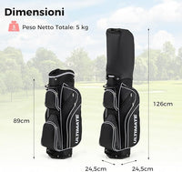Set Completo di Mazze da Golf da Dona, Include Driver 460CC 1, Fairway 3, Ibrido 4, Ferri 6, 7, 8, 9 e P, Putter, 3 Copri Mazzetta e 1 Borsa per Destrimano