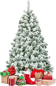 Albero di Natale Innevato da 135/180/225 cm, Albero di Natale con 400/928/1364 Rami Folti e Base di Metallo, Albero di Natale Realistico per Casa, Ufficio e Negozio (135 cm)