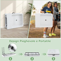 Tavolo Pieghevole Giardino 150 cm, Tavolo da Esterno con Doppi Lavelli, Tubi di Scarico, con Raffreddatore per Ghiaccio, Contenitore per Bevande, per Giardino Campeggio