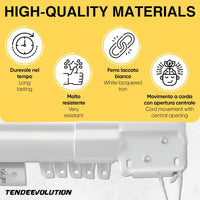 Binario estensibile a corda per tenda in ferro laccato bianco, Bastone estensibile da 213 a 400 CM