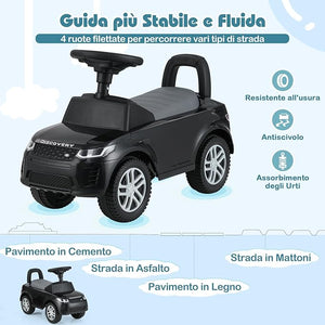 Macchinina Cavalcabile per Bambini, Macchina a Spinta con Clacson, Suoni del Motore e Spazio di Stoccaggio, Auto Giocattolo per Bambini da 1-3 Anni (Nero)