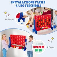 Forza 4 da Tavolo o da Parete, Forza 4 Gigante con Sacca e 42 Pedine, Gioco da Parete per Adulti e Bambini, Divertimento Familiare, Feste all'Aperto (Blu)