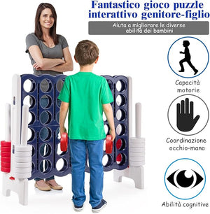 Forza 4 Gigante per Bambini e Adulti, Set Forza 4 per Interni ed Esterni, Gioco Familiare per Feste e Vacanze, 120 x 42 x 104 cm