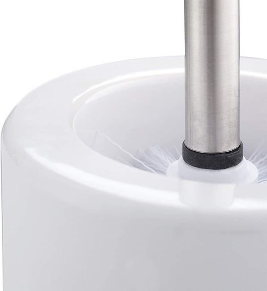 Porta scopino in ceramica con scopino e testina intercambiabile in manico tondo in metallo bianco 13_0002143_2