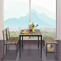 Set Tavolo e Sedie da Cucina 4 Pezzi, Tavolo da Pranzo con 2 Sedie e 1 Panca, Set Mobili da Cucina Salvaspazio con 4 Posti, per Cucina, Sala da Pranzo, Soggiorno (Rovere grigio)