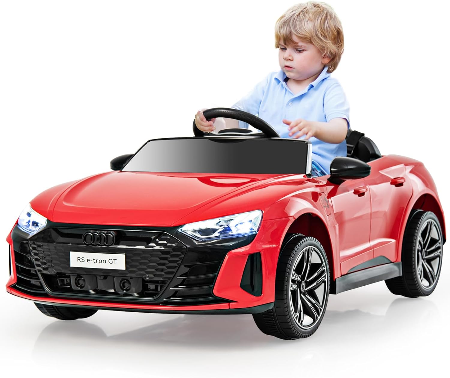12V Audi RS e-tron GT Macchina Elettrica per Bambini, Auto Elettrica con Telecomando Luci LED e Musica, 3-5 km/h, Regalo per Bambini 37-95 Mesi (Rosso)