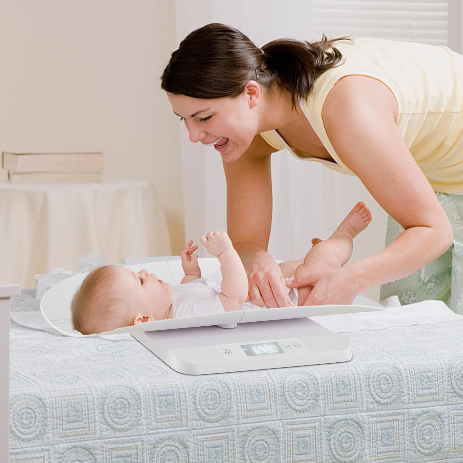 Bilancia per Neonati, Bilancia con Vassoio Rimovibile per Misurazione del Peso Corporeo e dell'Altezza, Bilancia Digitale con Schermo LED per Bambini, Animali Domestici e Adulti