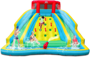Castello Gonfiabile per Bambini, Parco Acquatico Gonfiabile con 2 Scivoli, Piscina, Parete di Arrampicata, Cannone, Borsa di Trasporto e Kit di Riparazione, 452x362x228 cm (Senza Soffiatore)