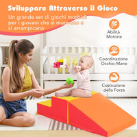 Set di 2 Blocchi per Gattonare e Arrampicare per Neonati e Bambini, Set di Blocchi di Schiuma Morbida per Gioco Attivo Interno, Set di Gioco Morbido per Sviluppo dei Bambini (Giallo e rosso)