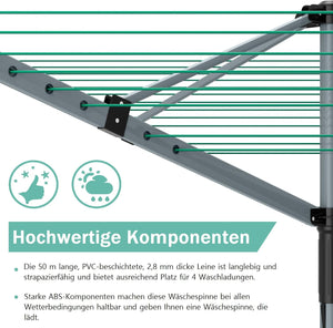 Stendino Verticale Salvaspazio - RATTANTREE - 4 Livelli Stendibiancheria Allungabile con Ruote, Acciaio Inossidabile Stendino da Balcone Esterno, Stendipanni per Interno, Bianca