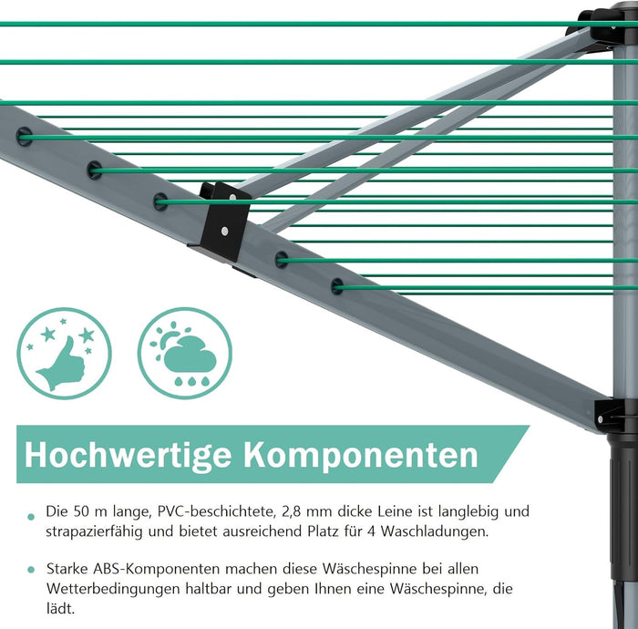 Stendino Verticale Salvaspazio - RATTANTREE - 4 Livelli Stendibiancheria Allungabile con Ruote, Acciaio Inossidabile Stendino da Balcone Esterno, Stendipanni per Interno, Bianca