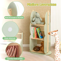 Scaffale Rotante per Bambini, Organizzatore per Giocattoli a 5 Ripiani, Mensola Girevole a 360° per Angolo, Scaffale da Terra per Camera dei Bambini Sala Giochi Asilo, 47,5x47,5x96 cm