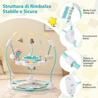 Jumperoo per Bambini, Centro attività Saltella con Altezza Regolabile, Gioco Saltellante con Sedile Girevole a 360°, Saltarello per Neonati con Luci e Suoni per Bambini 6+ Mesi (Blu)