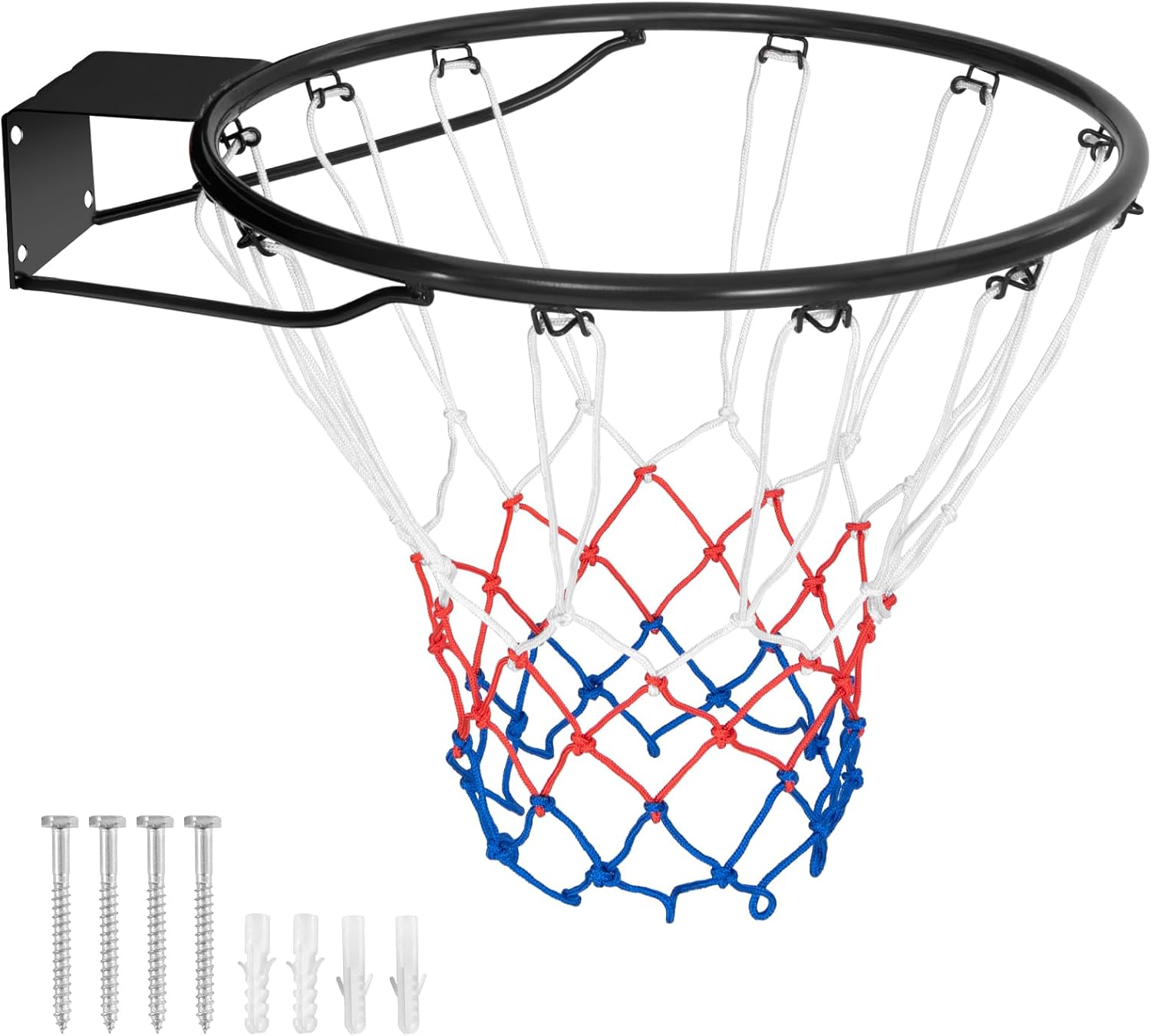 Canestro da Basket a Parete, Anello da Pallacanestro da Muro per Bambini e Adulti con Rete Antipioggia, Cerchio Universale da Basket per Interni ed Esterni