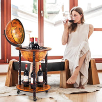Mappamondo Bar con Ruote Mobile Porta Liquori, con Stile retrò, 88 x 45 x 45cm (Marrone 47 x 47 x 90 cm)