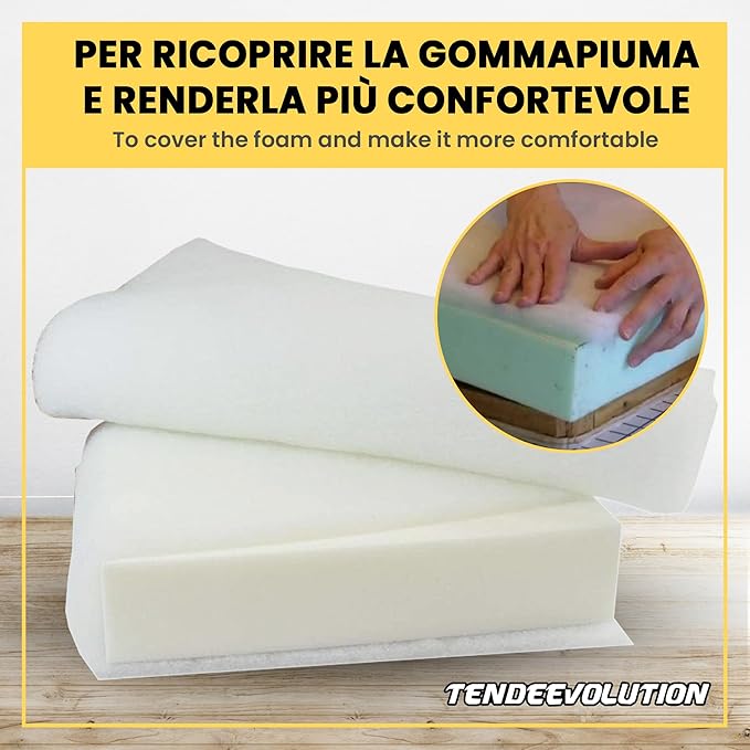 Ovatta Sintetica Resinato al Metro - Altezza 2,1m, Spessore 1cm, 100g - Ideale per Imbottitura, Trapunte, Riempimento Tessuto e Pupazzi