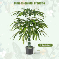 2 Pezzi Pianta Finta di Bamb¨´ 100 cm, Pianta Bamboo Artificiale in Vaso Decorazione in Casa e Ufficio, Pianta Finta in PE con 15 Rami da Interno ed Esterno