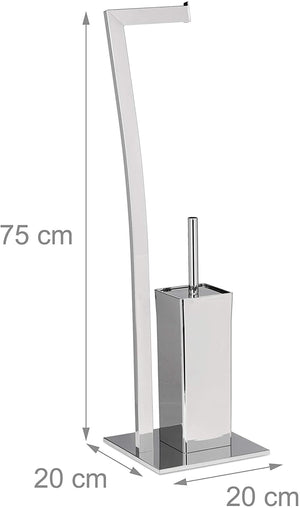 Porta carta igienica con porta scopino 71 cm argento 13_0002546