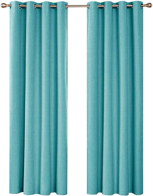 Tenda Porta Finestra Azzurro 140x280 cm Tessuto Semitrasparente Coprente Occhielli Acciaio