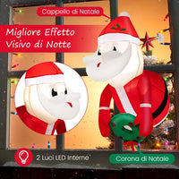 Babbo Natale Gonfiabile da 100 cm che Esce dalla Finestra, Decorazioni Natalizie Gonfiabili Appese alle Finestre con Luci LED Incorporate, per Feste, Interni, Esterni, Giardino