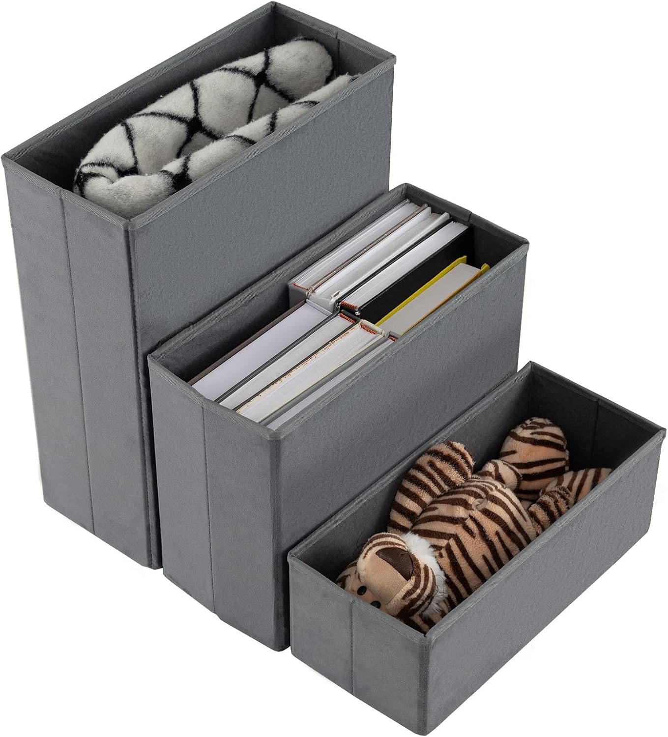 Scala per Cani, Rampe Pieghevole Antiscivolo per Animali Domestici con Scomparti di Stoccaggio per Giocattoli e Spuntini per Letti e Divani, Grigio (39 x 51 x 45cm)