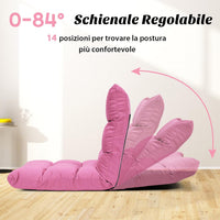 Sedia da Terra, Sedia da Pavimento con Posizioni Regolabili, Sedia Reclinabile Imbottita con Struttura in Acciaio Durevole, Facile da Conservare, Ideale per Salone Studio e Camera (Rosa)