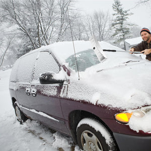 Rastrello da neve per tetti e Auto, telescopico e allungabile da 200 cm a 630 cm, pala da neve in alluminio, per vari occasioni, maniglia antiscivolo, con chiusura, bianco argenteo
