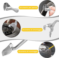 Strumento di Montaggio e Smontaggio Pneumatici Cambia Gomme da 44 cm a 62 cm, 3 PCS Strumenti Manuali con Supporto per Tallone in Acciaio per la Riparazione di Auto (Giallo)