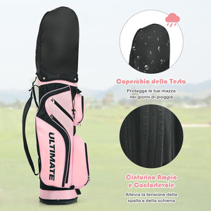 Set di Mazze da Golf per Donne, Include Driver in Lega di Alluminio, Legno da Fairway 3, Ibrido 4, Ferri 6, 7, 8 e 9, Putter, Sacca da Golf con Cinghie, Rosa, 24 x 24 x 115,5 cm