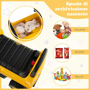 Escavatore Giocattolo Cavalcabile, Ruspa per Bambini con Benna da Scavo Girevole, Clacson e Spazio di Archiviazione Nascosto, Regalo per Bambini 1-3 Anni, Giallo (Stile 2)