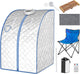 Sauna a Vapore Portatile 3 L, Cabina Domestica per SPA, 9 Temperature Regolabili, 15-90 Minuti, Telecomando e Sedia, 1000W (Argento)